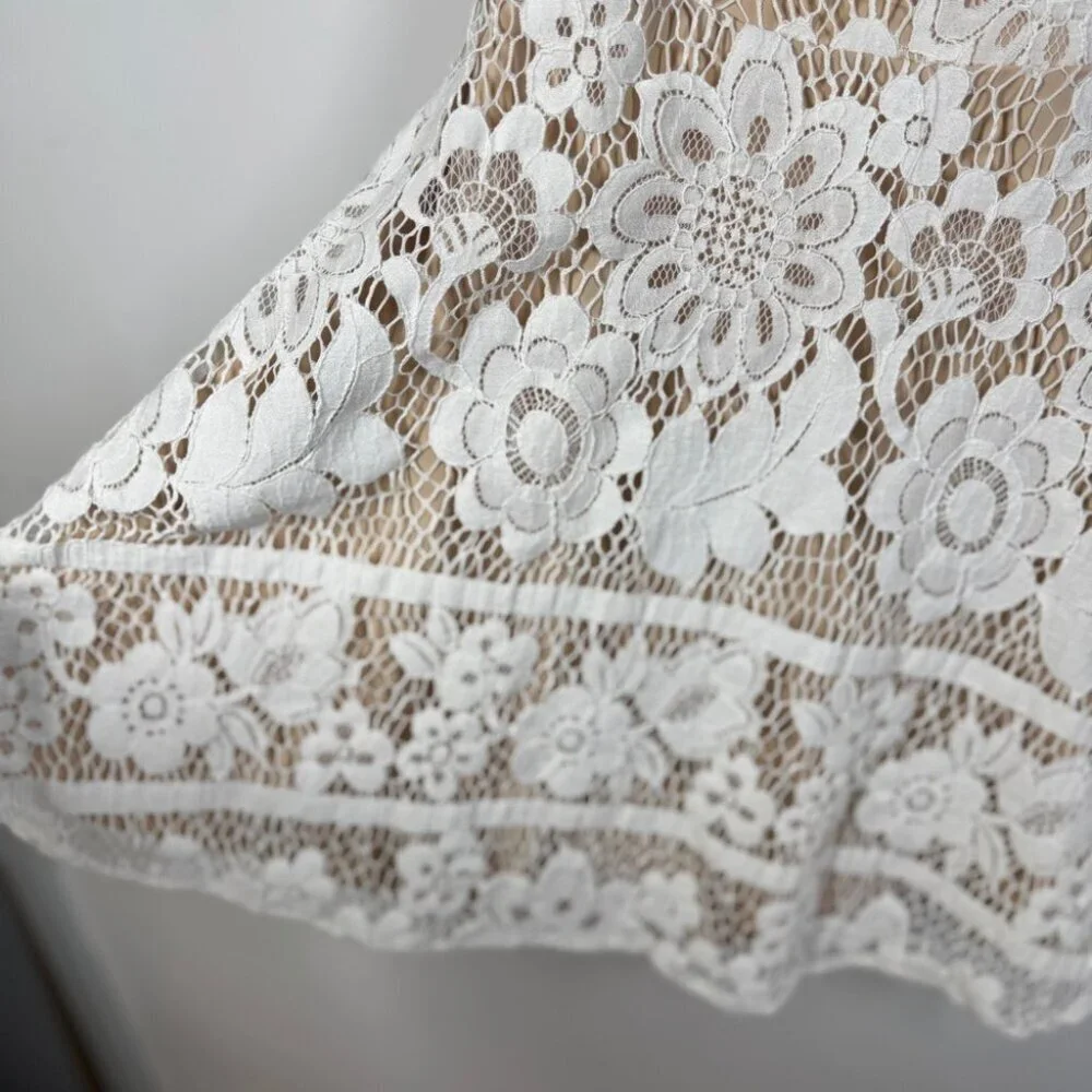 For Love & Lemons White Lace Fit Flare Sleeveless Dress Lined Boho Festival XS - Picture 8 of 15